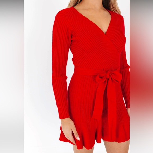 NWT Red Knit Sweater Dress - The Impeccable Pig - Picture 2 of 6